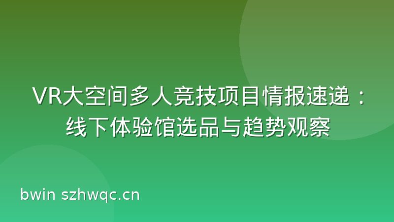 VR大空间多人竞技项目情报速递:线下体验馆选品与趋势观察